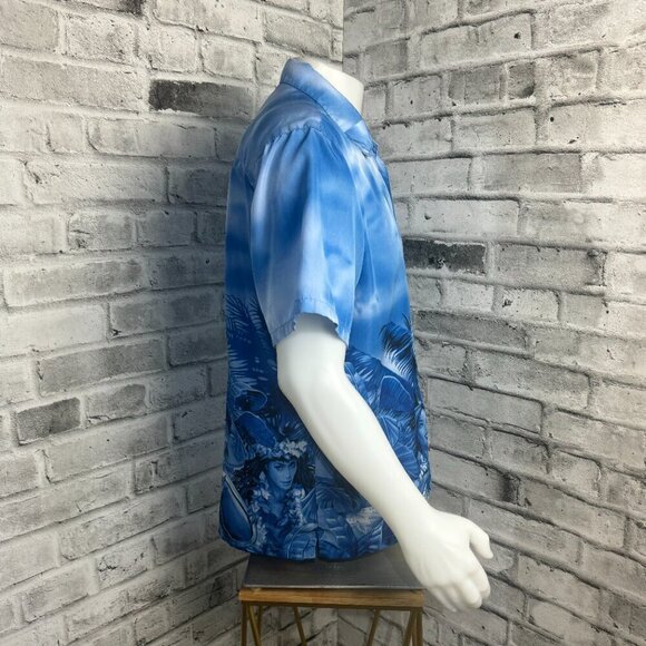 Surf Guru Polynesian Hawaiian Tropical Print Short Sleeve Casual Shirt - Picture 4 of 8